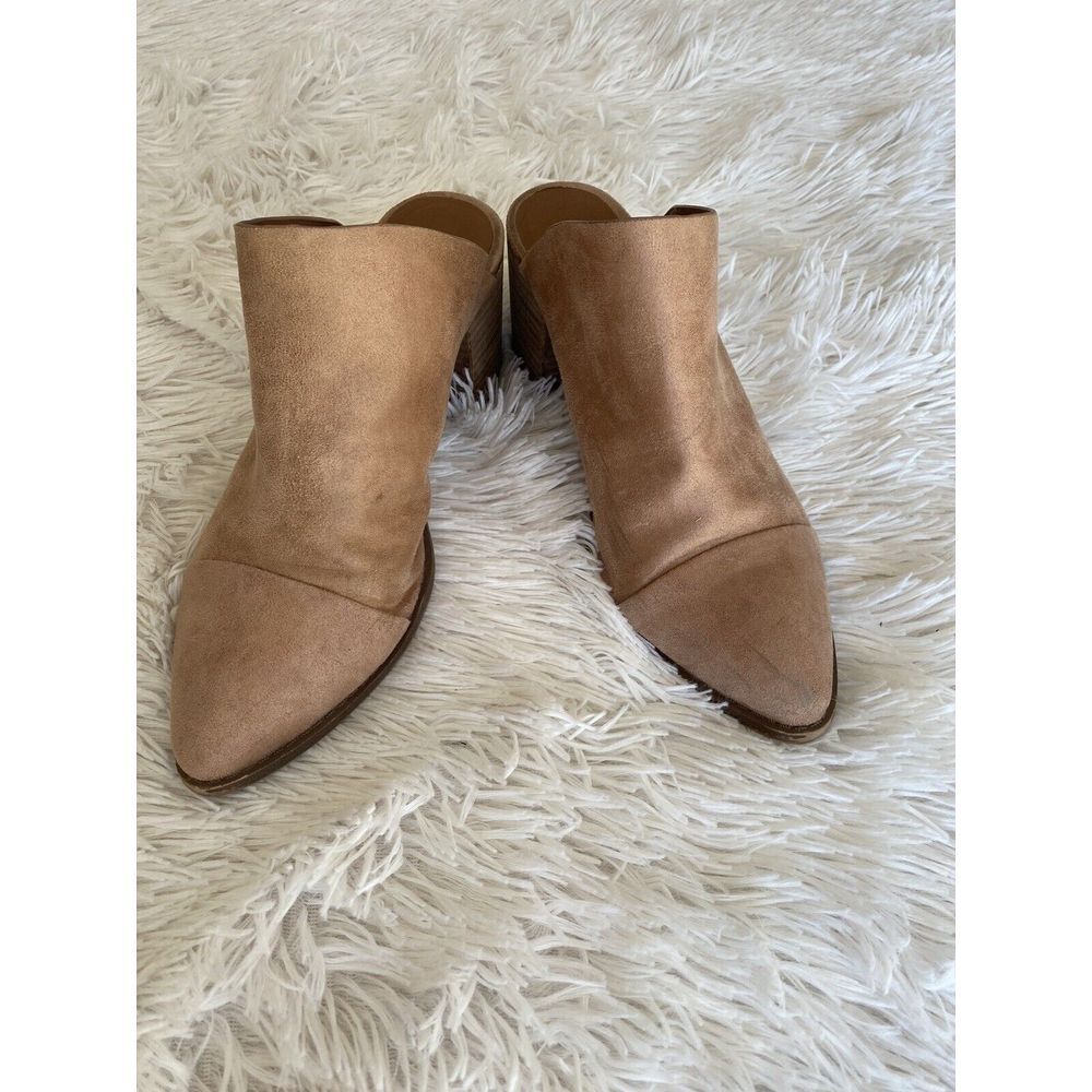 REPORT Mules 10 Western Beige Stone‎ Block Heel Suede Pointed Toe Tisha